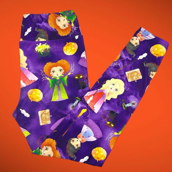 My LaLa Leggings Pants - Hocus Pocus Sanderson Sisters Purple Yoga Band Leggings UV Protection OS 3-14